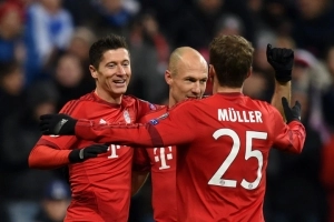 Robert Lewandowski-Thomas Muller-Arjen Robben-Bayern Munich-Olympiacos-Champions League-2015