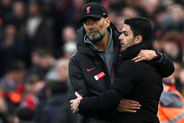 Jurgen Klopp liverpool-Mikel Arteta arsenal