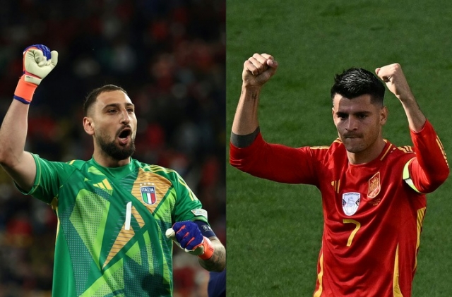 Gianluigi Donnarumma-Alvaro Morata-Euro 2024-España-Italia